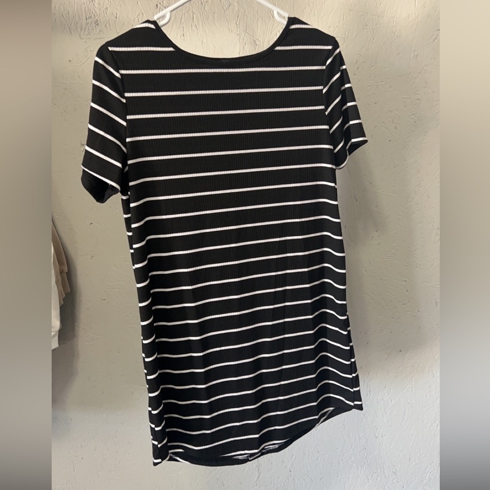 Black Striped Dress w buttons